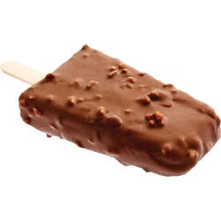 Nos ski à la vanille avec un enrobage chocolat au lait avec noisettes