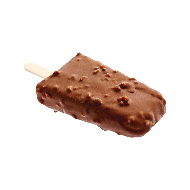 Nos ski à la vanille avec un enrobage chocolat au lait avec noisettes