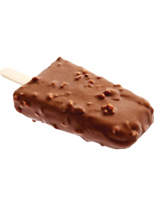 Nos ski à la vanille avec un enrobage chocolat au lait avec noisettes