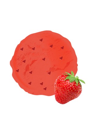 Pot de glace à la fraise avec des morceaux de fraise
