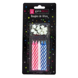 Bougies d’anniversaire 8 cm x10 – 3 couleurs assorties