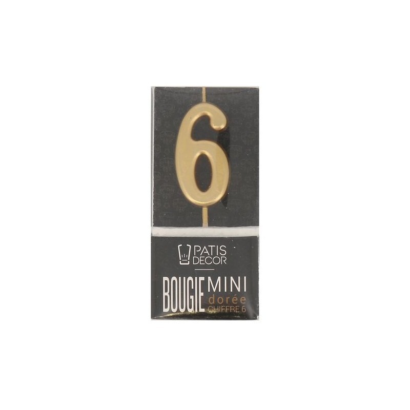 Bougie chiffre 6 – 9 cm pour gâteau d'anniversaire Van Den Casteele